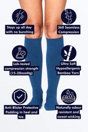 Caribbean Blue Bamboo Compression Socks