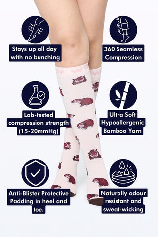 Sassy Hippo Bamboo Compression Socks