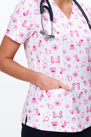 Breast Cancer Awareness Women’s 3-Pocket Scrub Top