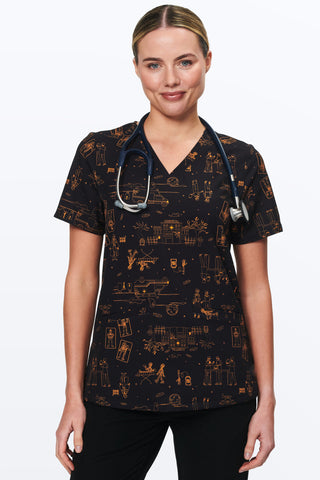 Haunted Hospital Women’s 3-Pocket Scrub Top