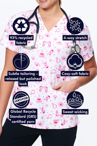 Breast Cancer Awareness Women’s 3-Pocket Scrub Top