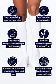 White Bamboo Compression Socks